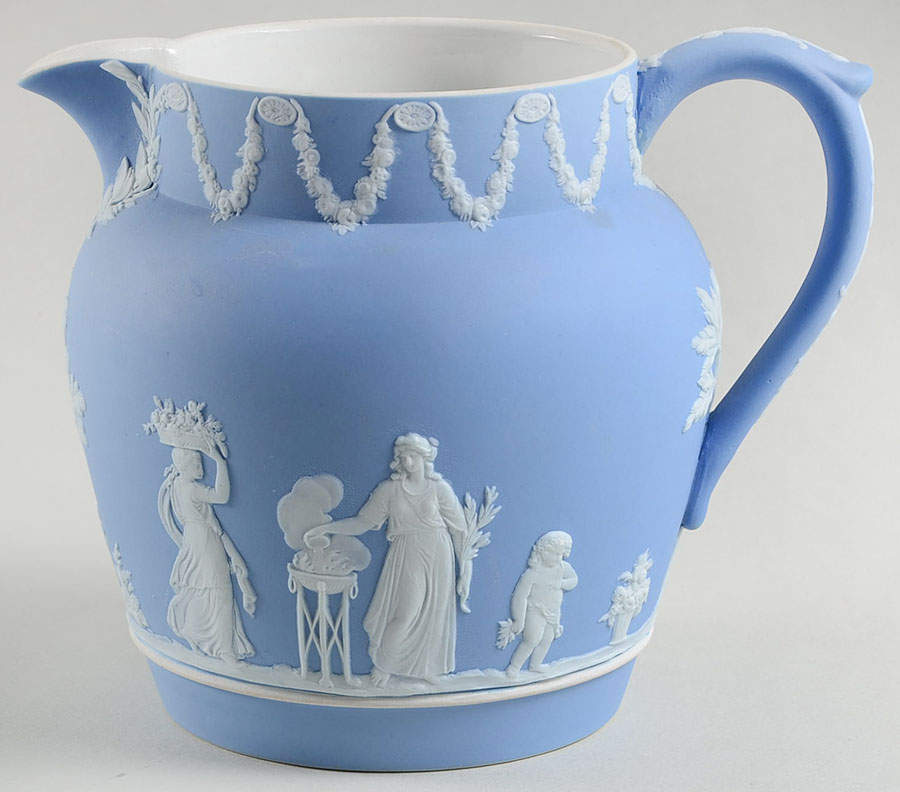 Cream Color on Lavender (Pale Blue) Jasperware 32 Oz Dutch Jug by Wedgwood-1