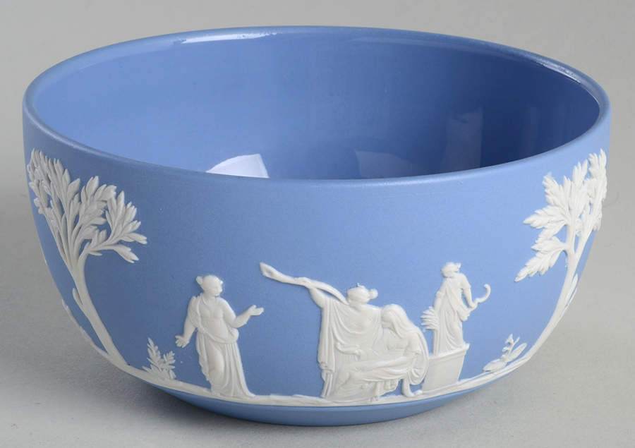 Cream Color on Lavender (Pale Blue) Jasperware Bute Bowl by Wedgwood-1