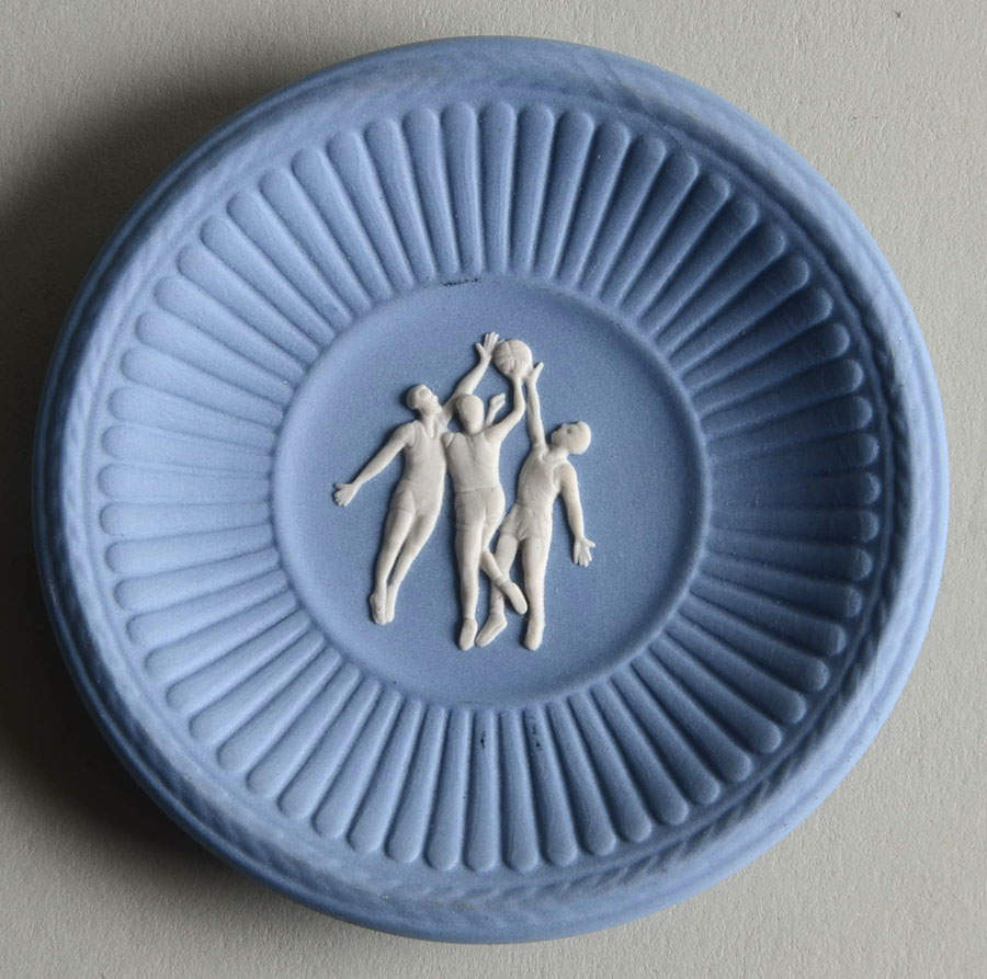 Cream Color on Lavender (Pale Blue) Jasperware Round Fluted Compotier by Wedgwood-1