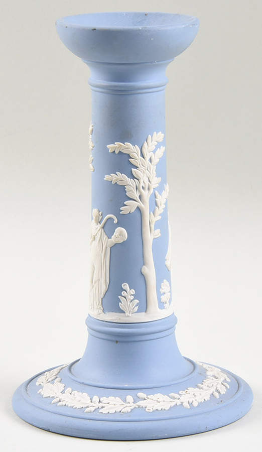 Cream Color on Lavender (Pale Blue) Jasperware 6" Candlestick by Wedgwood-1