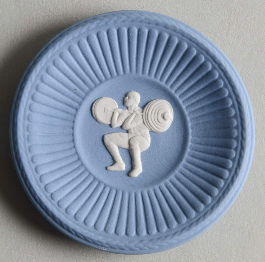 Cream Color on Lavender (Pale Blue) Jasperware Round Fluted Compotier by Wedgwood-1