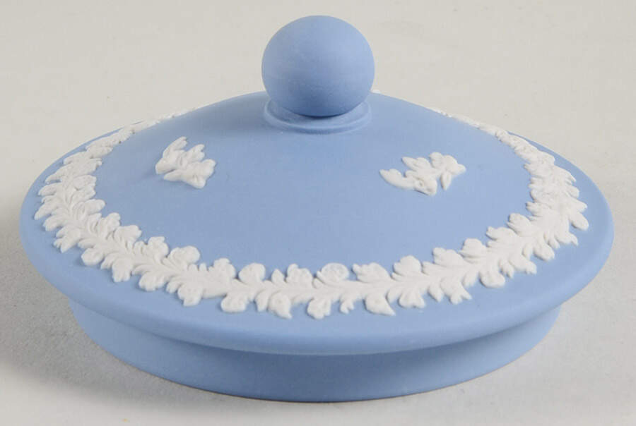 Cream Color on Lavender (Pale Blue) Jasperware Lid for Sugar Bowl by Wedgwood-1