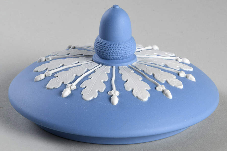 Cream Color on Lavender (Pale Blue) Jasperware Lid for Candy Jar by Wedgwood-1