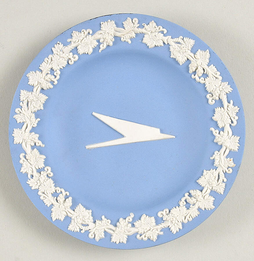Cream Color on Lavender (Pale Blue) Jasperware 4" Round Tray by Wedgwood-1