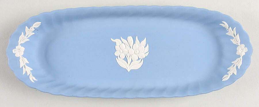 Cream Color on Lavender (Pale Blue) Jasperware Mint Dish by Wedgwood-1