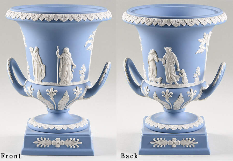 Cream Color on Lavender (Pale Blue) Jasperware Vase/Urn No Lid by Wedgwood-1