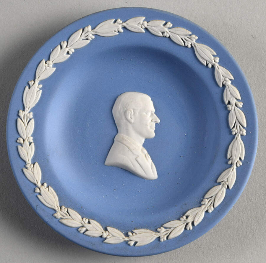 Cream Color on Lavender (Pale Blue) Jasperware 4" Round Sweet Dish by Wedgwood-1