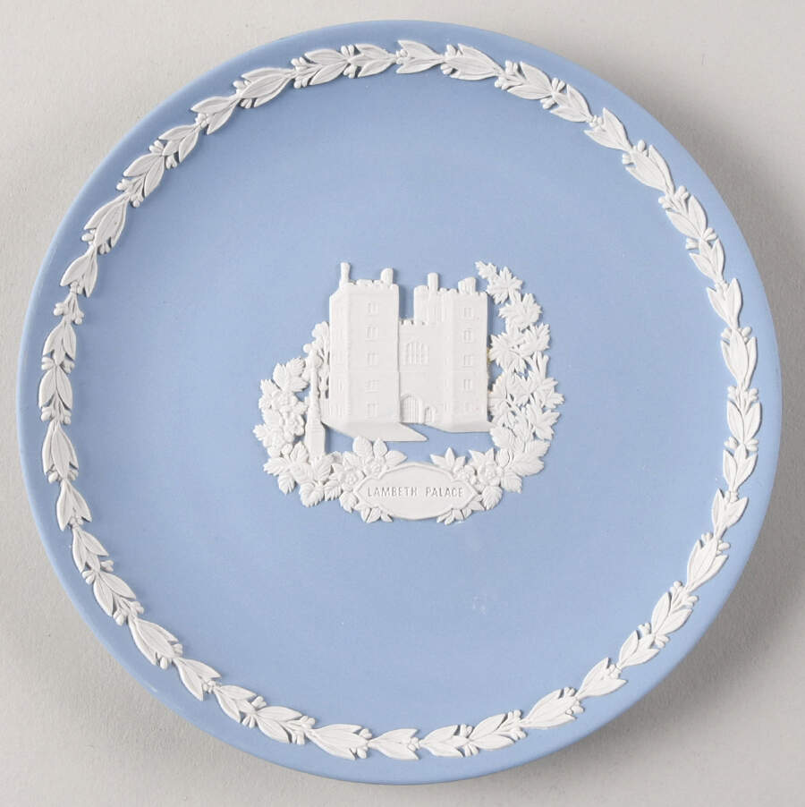 Cream Color on Lavender (Pale Blue) Jasperware Collector Plate by Wedgwood-1
