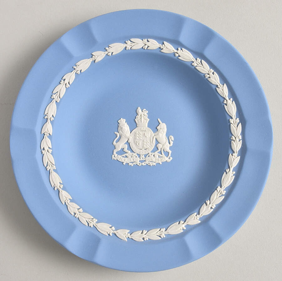 Cream Color on Lavender (Pale Blue) Jasperware Executive Ashtray by Wedgwood-1