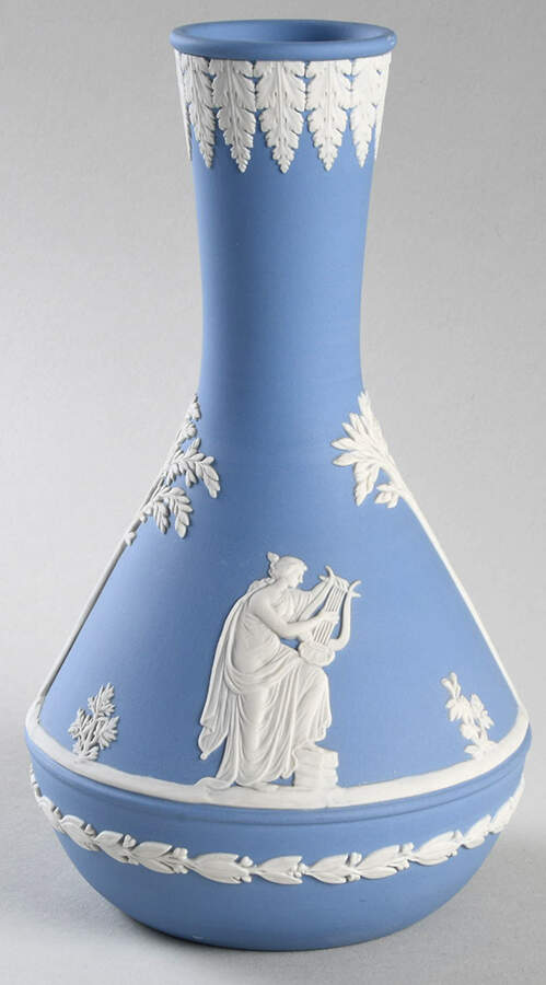 Cream Color on Lavender (Pale Blue) Jasperware 7" Vase by Wedgwood-1