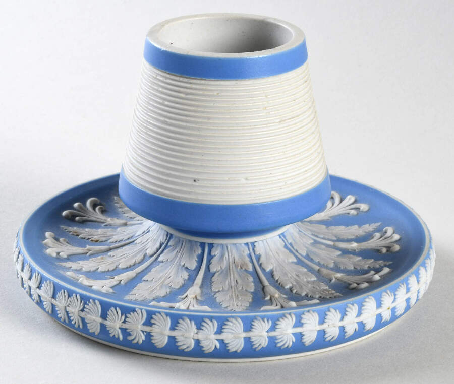 Cream Color on Lavender (Pale Blue) Jasperware Match Box Holder by Wedgwood-1