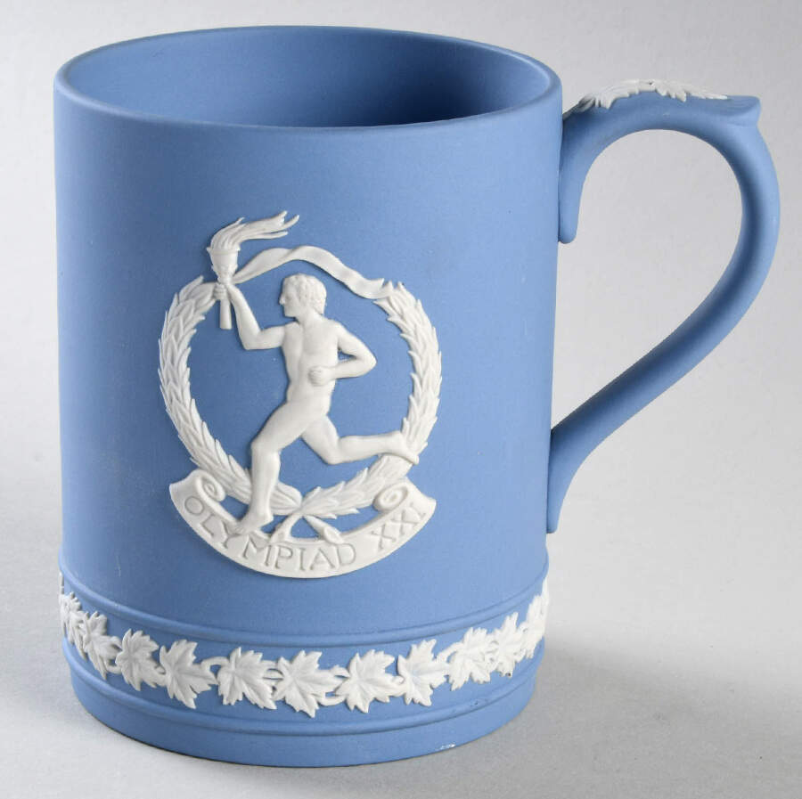Cream Color on Lavender (Pale Blue) Jasperware Grandmug by Wedgwood-1