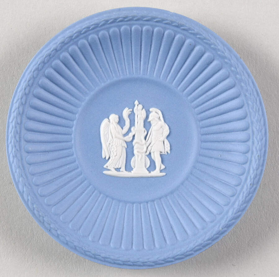 Cream Color on Lavender (Pale Blue) Jasperware Round Fluted Compotier by Wedgwood-1
