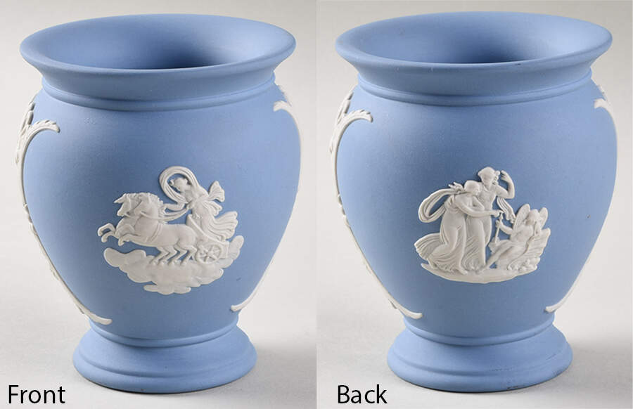 Cream Color on Lavender (Pale Blue) Jasperware Cameo Posey Pot by Wedgwood-1