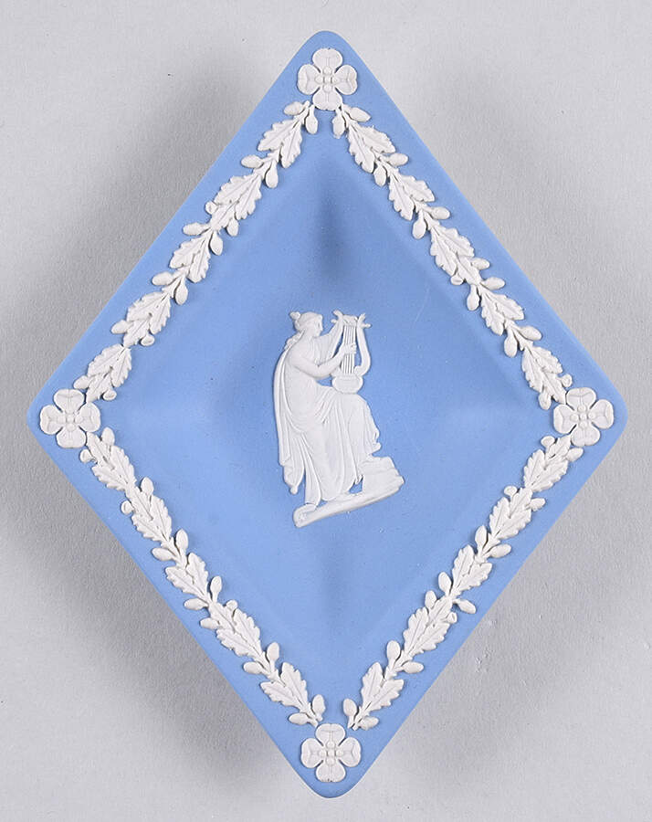 Cream Color on Lavender (Pale Blue) Jasperware Diamond Shape Tray by Wedgwood-1