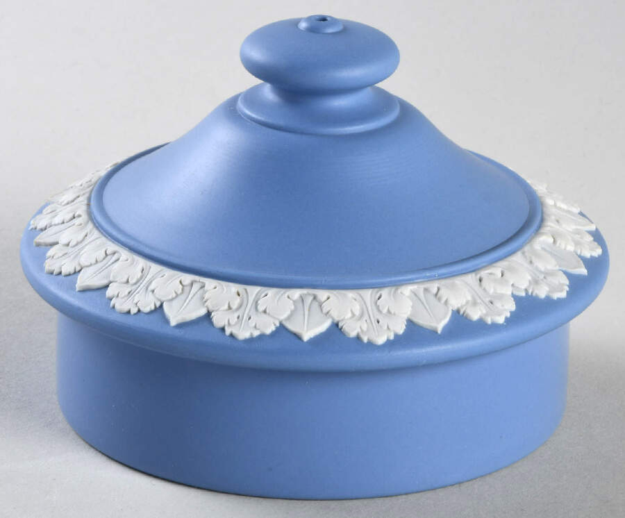 Cream Color on Lavender (Pale Blue) Jasperware Lid for Teapot by Wedgwood-1