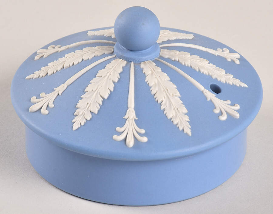 Cream Color on Lavender (Pale Blue) Jasperware Lid for Teapot by Wedgwood-1