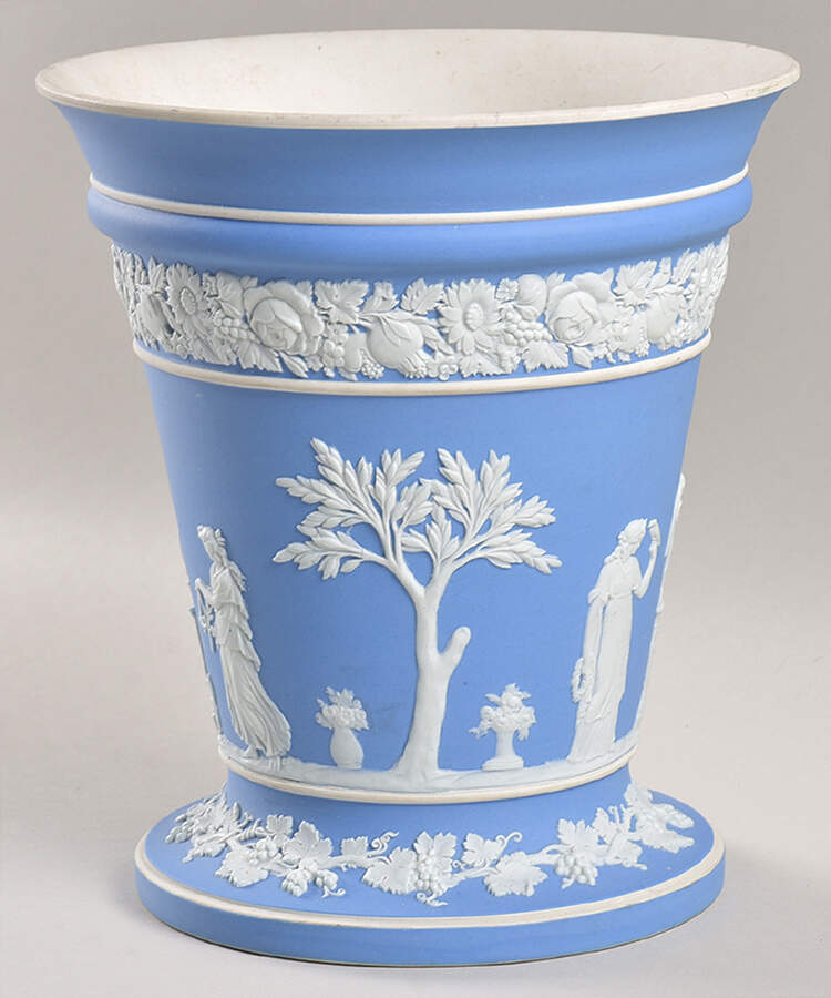 Cream Color on Lavender (Pale Blue) Jasperware 7" Vase by Wedgwood-1