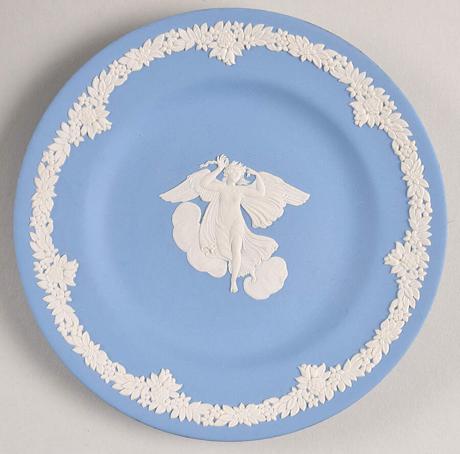 Cream Color on Lavender (Pale Blue) Jasperware Collector Plate by Wedgwood-1