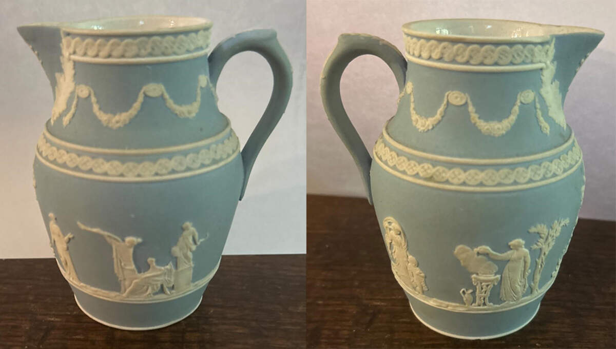 Cream Color on Lavender (Pale Blue) Jasperware 8 Oz Jug by Wedgwood-1
