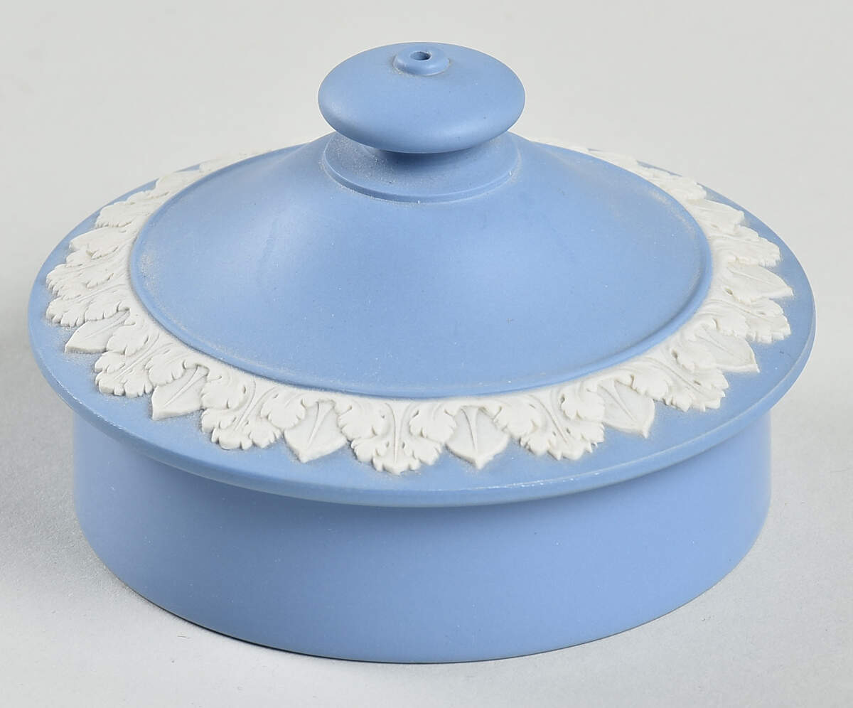 Cream Color on Lavender (Pale Blue) Jasperware Lid for Teapot by Wedgwood-1