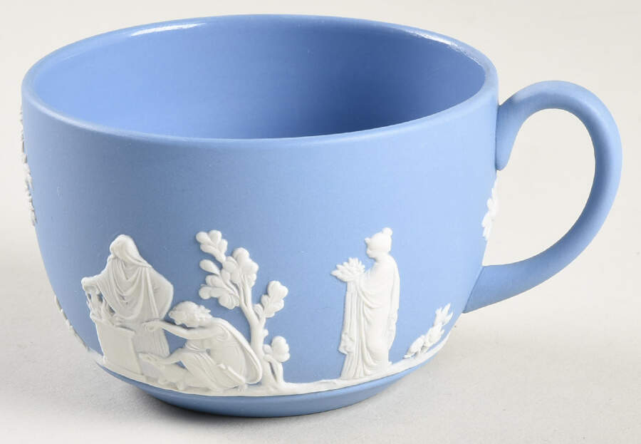 Cream Color on Lavender (Pale Blue) Jasperware Flat Cup by Wedgwood-1