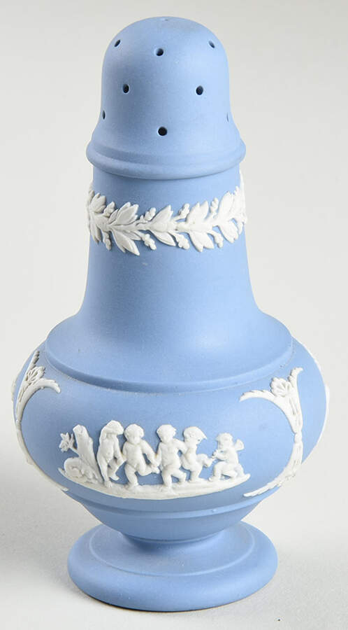 Cream Color on Lavender (Pale Blue) Jasperware Salt Shaker by Wedgwood-1