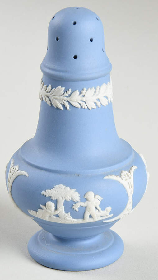 Cream Color on Lavender (Pale Blue) Jasperware Pepper Shaker by Wedgwood-1