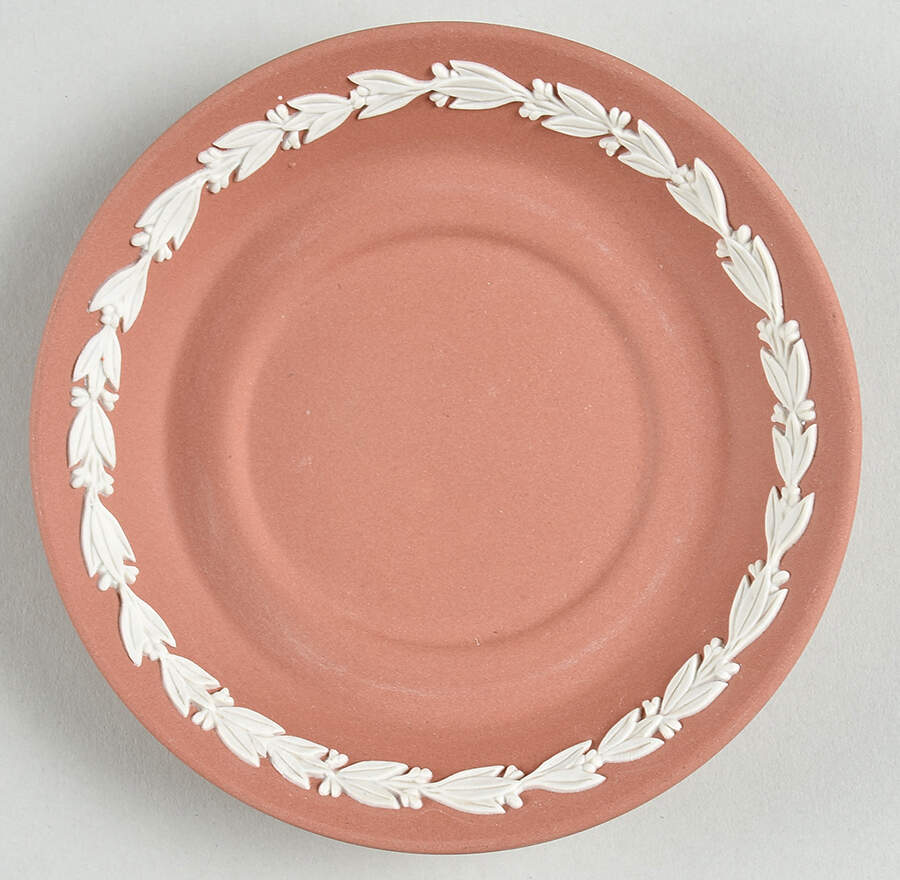 Cream Color on Lavender (Pale Blue) Jasperware Saucer for Terra Cotta Demitasse Cup by Wedgwood-1