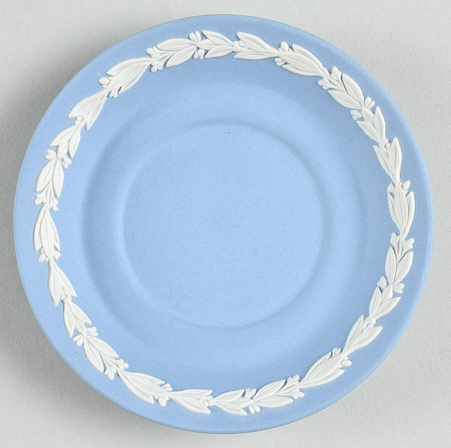 Cream Color on Lavender (Pale Blue) Jasperware Saucer for Lavender Demitasse Cup by Wedgwood-1