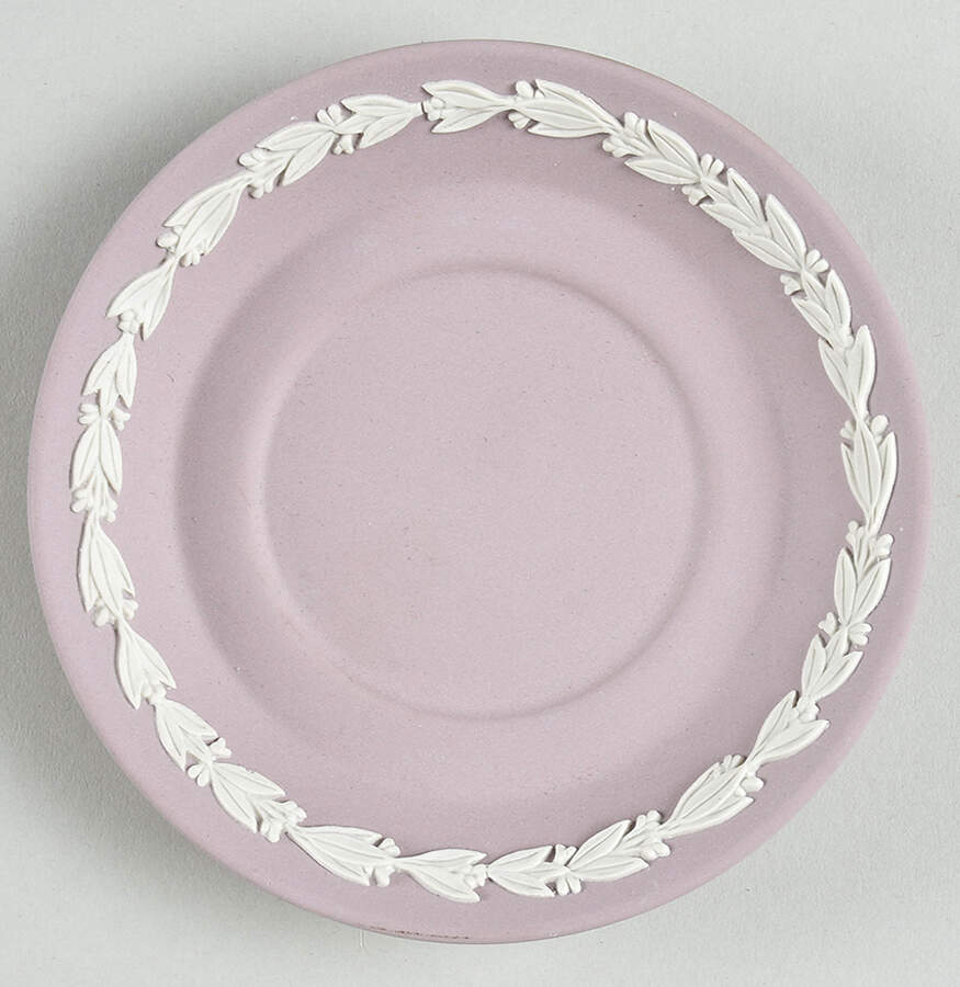 Cream Color on Lavender (Pale Blue) Jasperware Saucer for Lilac Demitasse Cup by Wedgwood-1