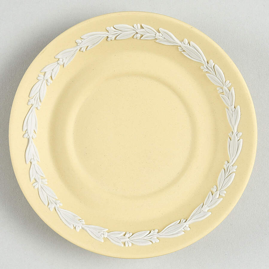 Cream Color on Lavender (Pale Blue) Jasperware Saucer for Cane Demitasse Cup by Wedgwood-1