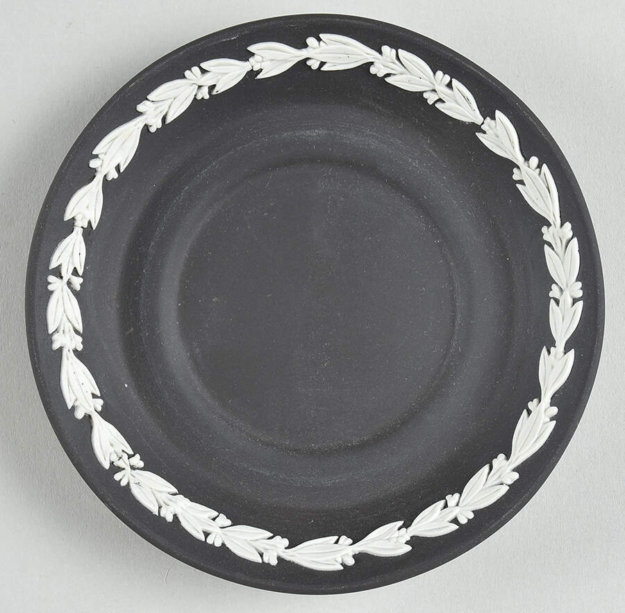 Cream Color on Lavender (Pale Blue) Jasperware Saucer for Black Demitasse Cup by Wedgwood-1