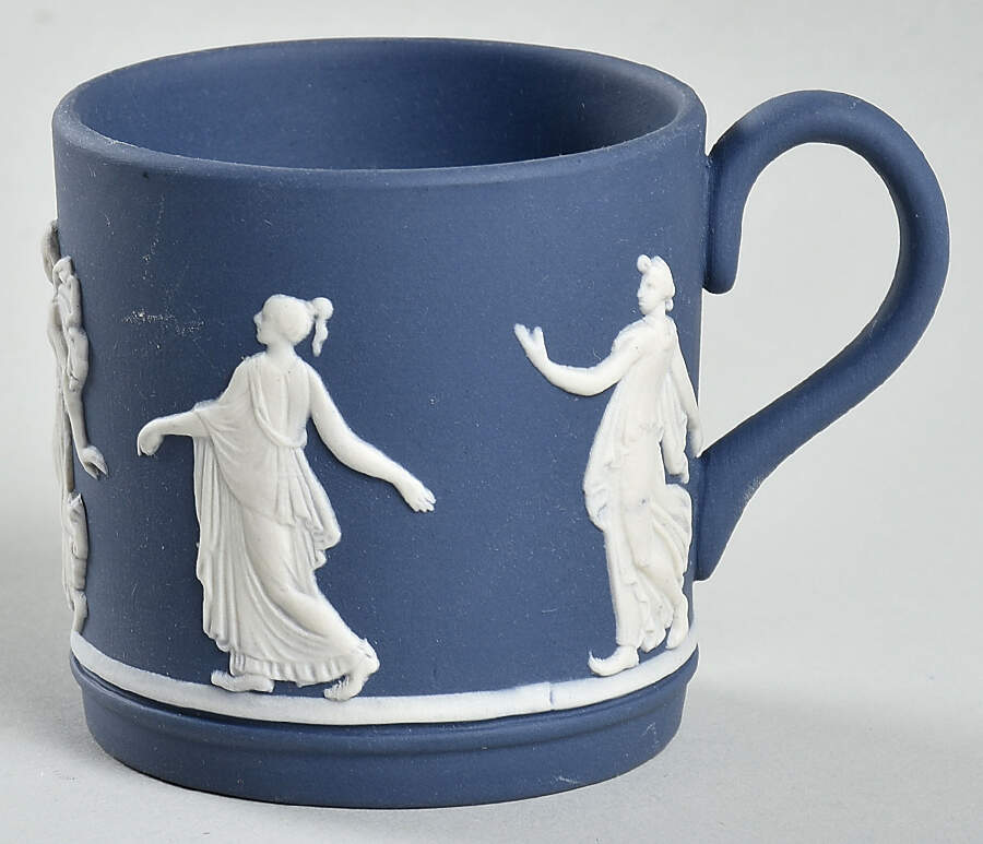Cream Color on Lavender (Pale Blue) Jasperware Flat Wedgwood Blue Demitasse Cup by Wedgwood-1