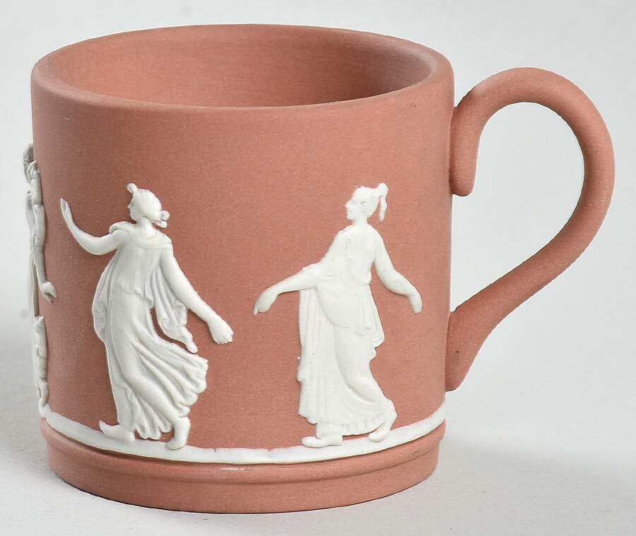 Cream Color on Lavender (Pale Blue) Jasperware Flat Terra Cotta Demitasse Cup by Wedgwood-1