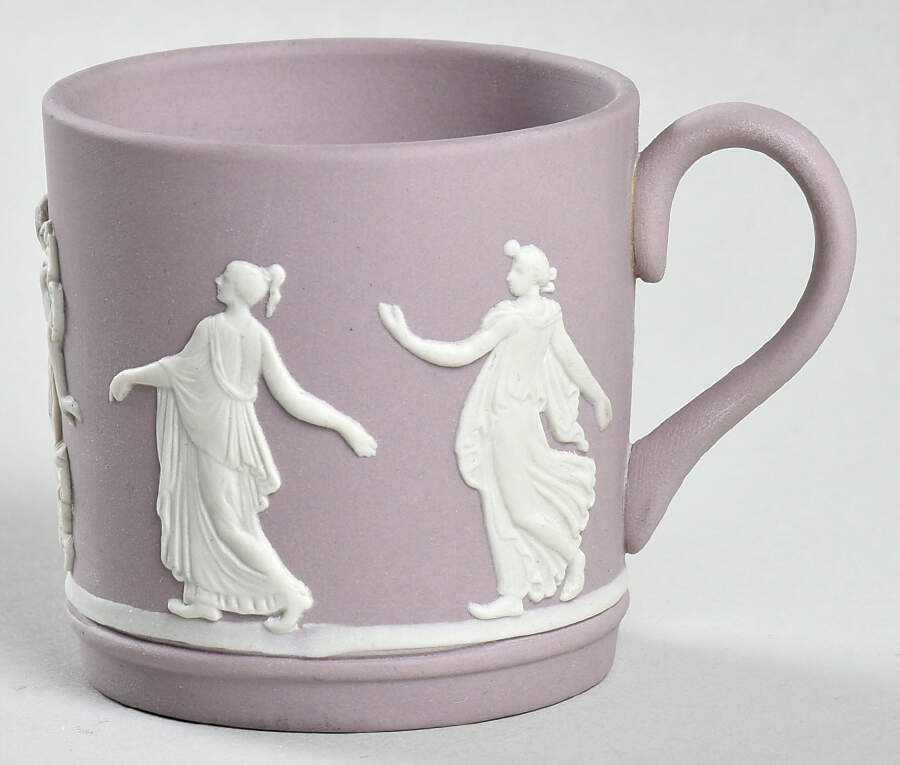 Cream Color on Lavender (Pale Blue) Jasperware Flat Lilac Demitasse Cup by Wedgwood-1