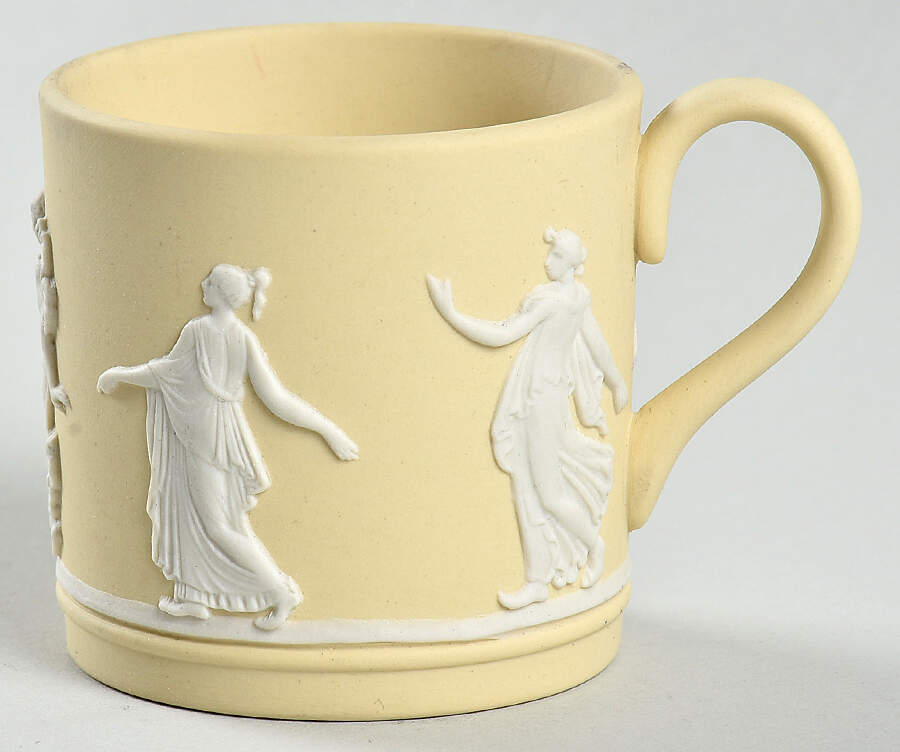 Cream Color on Lavender (Pale Blue) Jasperware Flat Cane Demitasse Cup by Wedgwood-1