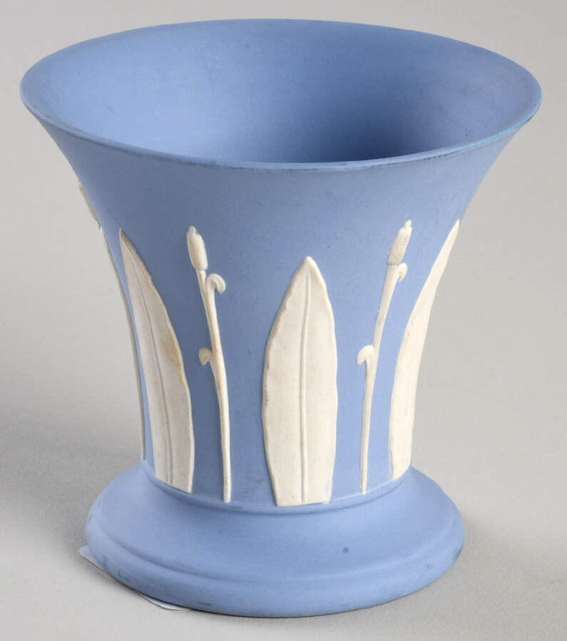 Cream Color on Lavender (Pale Blue) Jasperware 3" Vase by Wedgwood-1
