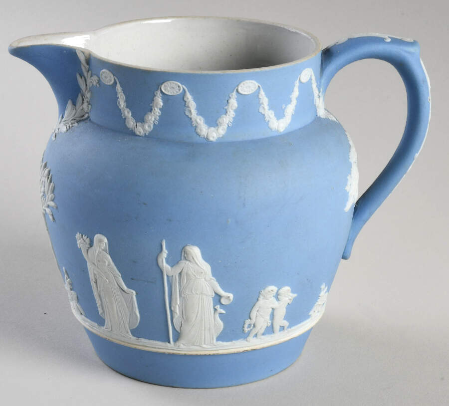 Cream Color on Lavender (Pale Blue) Jasperware 24 Oz Dutch Jug by Wedgwood-1