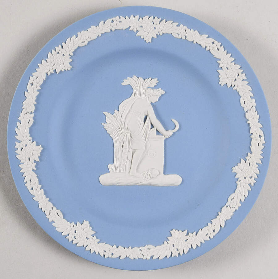 Cream Color on Lavender (Pale Blue) Jasperware Collector Plate by Wedgwood-1