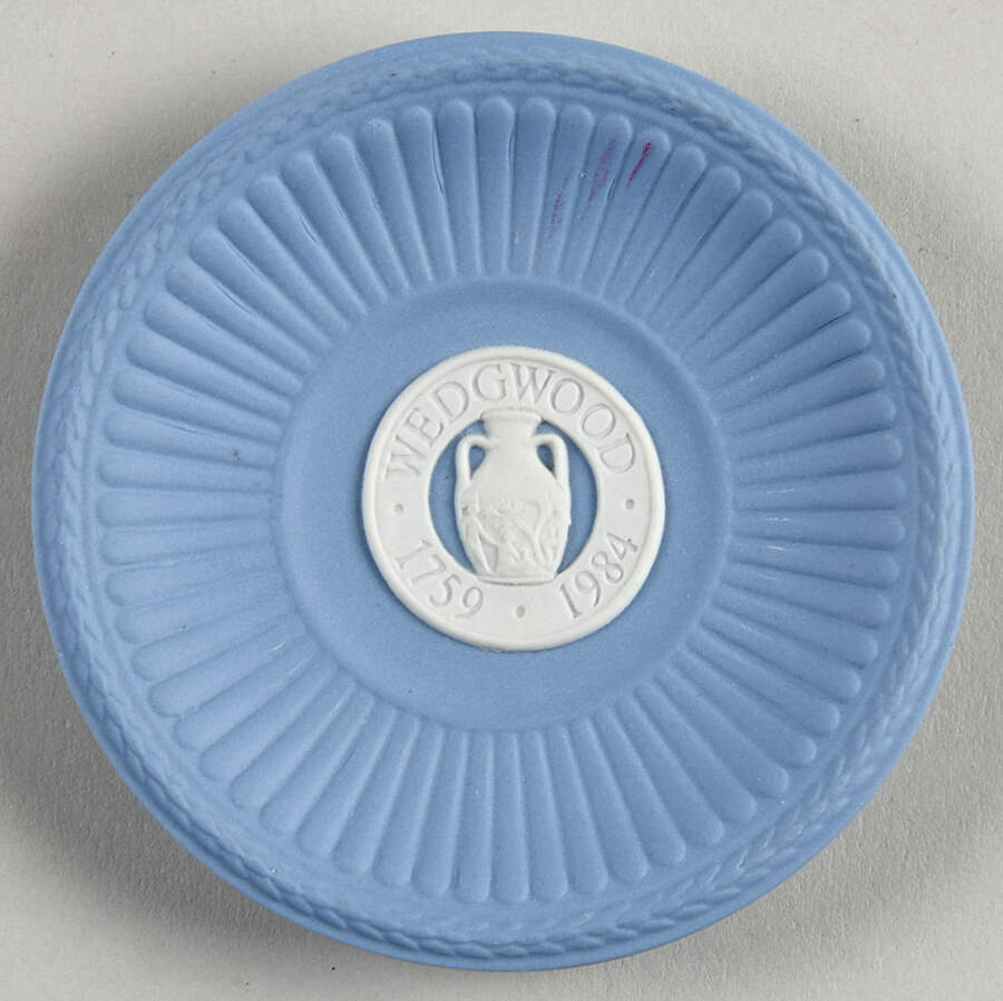 Cream Color on Lavender (Pale Blue) Jasperware Round Fluted Compotier by Wedgwood-1