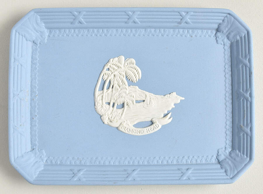 Cream Color on Lavender (Pale Blue) Jasperware Oblong Templeton Tray by Wedgwood-1