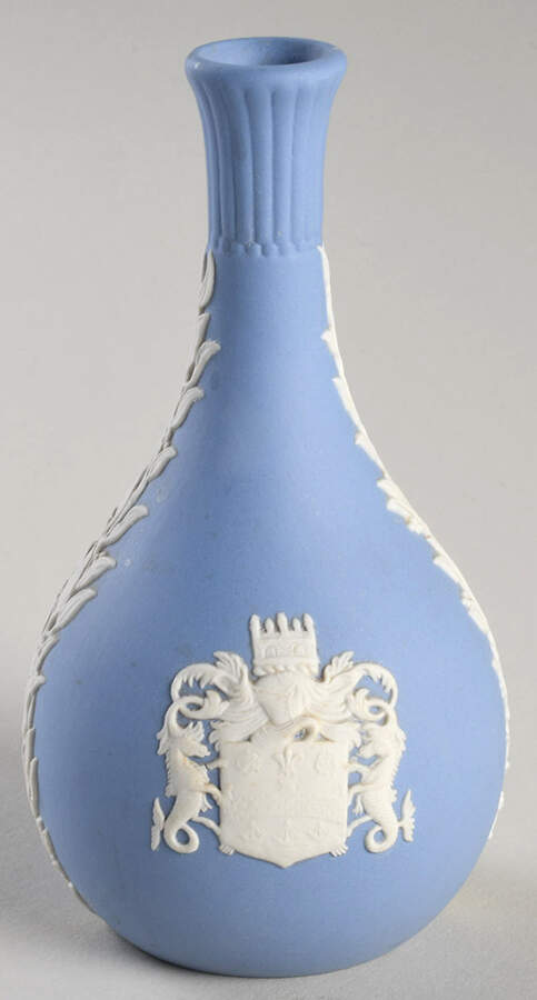Cream Color on Lavender (Pale Blue) Jasperware Seasons Bud Vase by Wedgwood-1