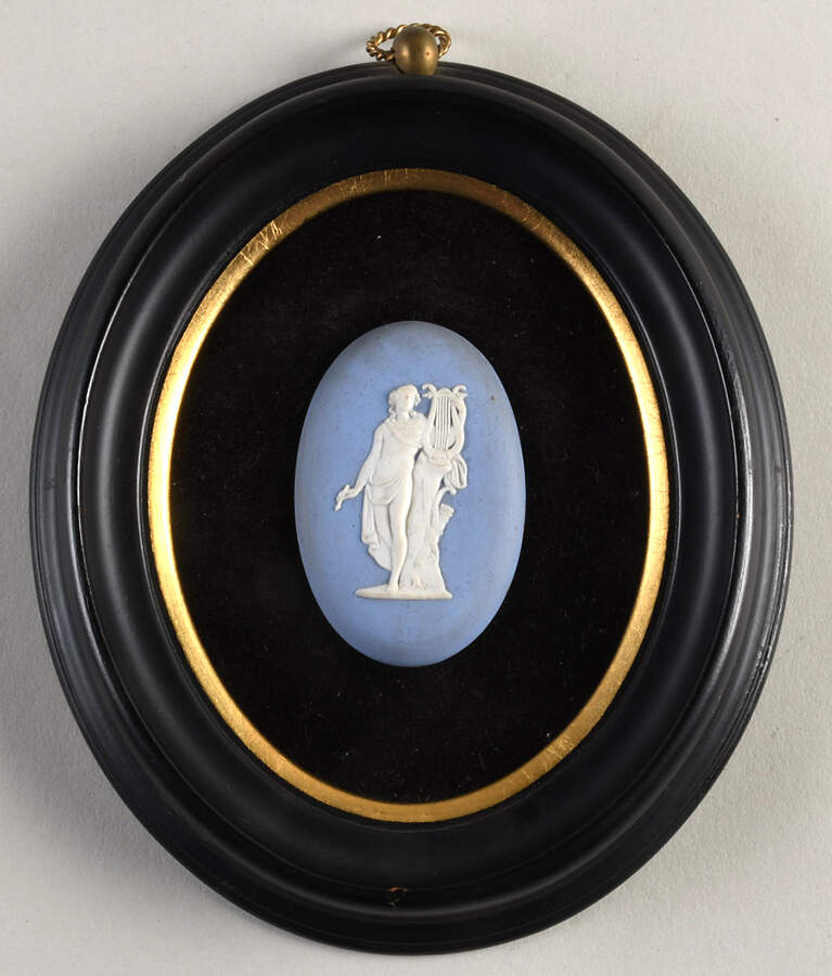Cream Color on Lavender (Pale Blue) Jasperware Framed Plaque by Wedgwood-1