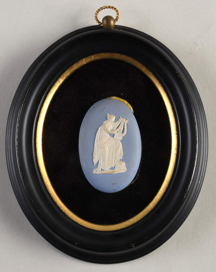 Cream Color on Lavender (Pale Blue) Jasperware Framed Plaque by Wedgwood-1