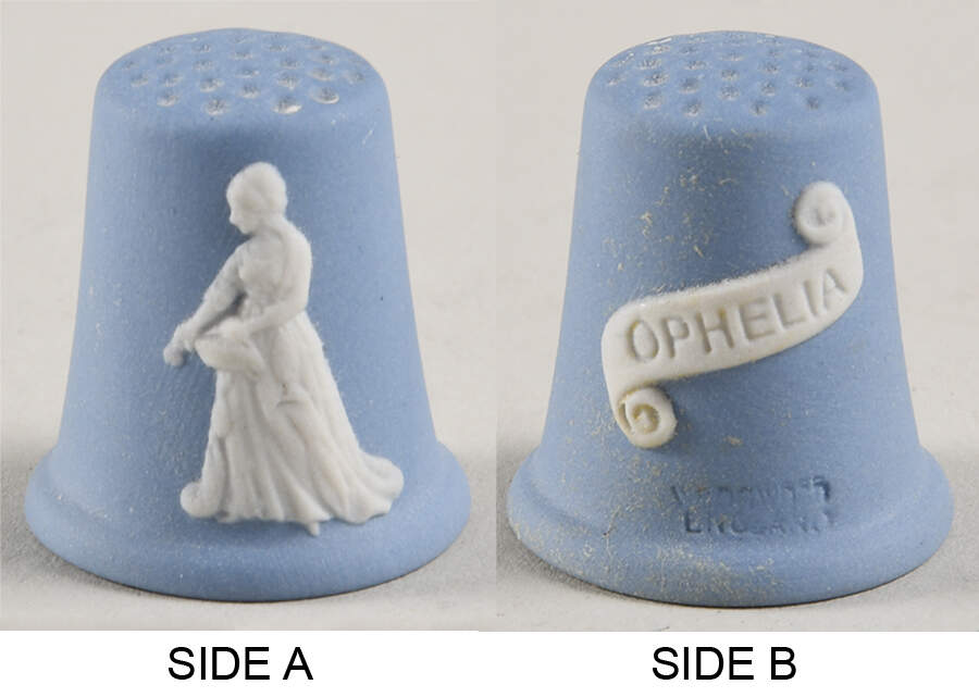 Cream Color on Lavender (Pale Blue) Jasperware Thimble by Wedgwood-1