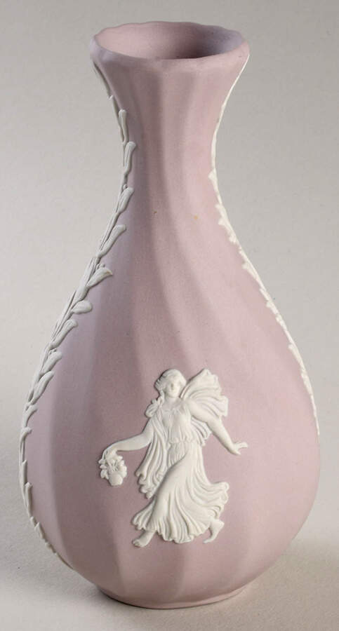Cream Color on Lavender (Pale Blue) Jasperware 5" Bud Vase by Wedgwood-1