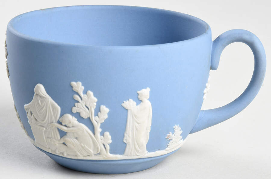 Cream Color on Lavender (Pale Blue) Jasperware Flat Cup by Wedgwood-1