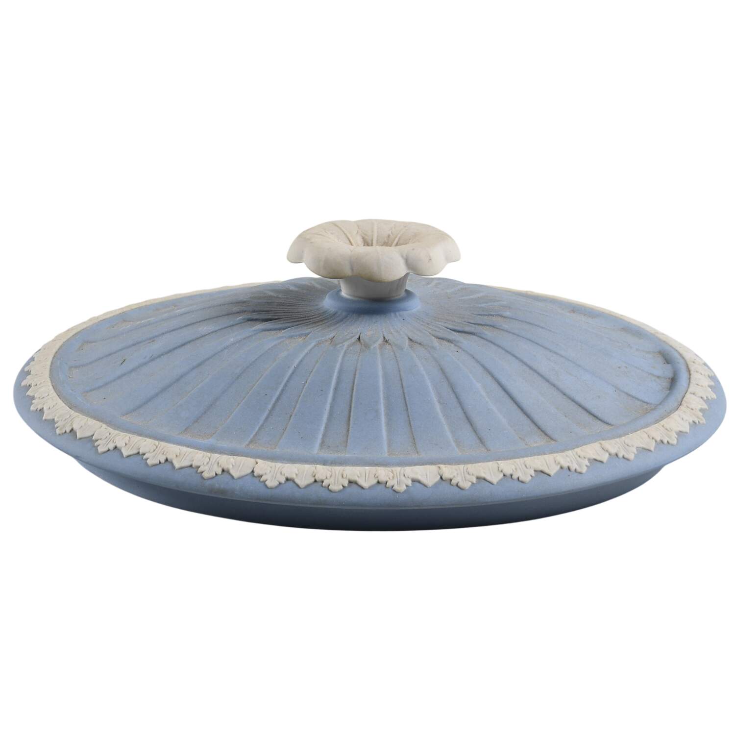 Cream Color on Lavender (Pale Blue) Jasperware Lid for Powder Box by Wedgwood-1
