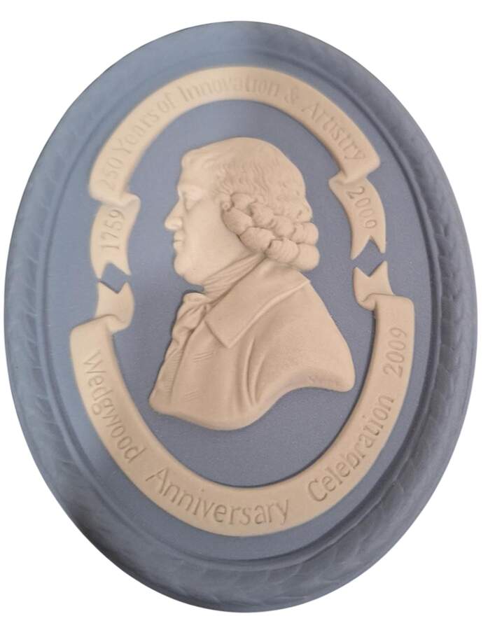 Cream Color on Lavender (Pale Blue) Jasperware 250th Anniversary Plaque by Wedgwood-1